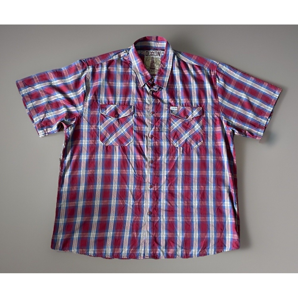 DIXXON Old Port Short Sleeve Button Down Shirt Pearl Snap Bamboo Plaid 4XL JBHS